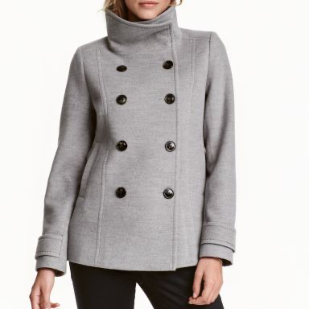 H&M double-breasted dark grey jacket size L unisex